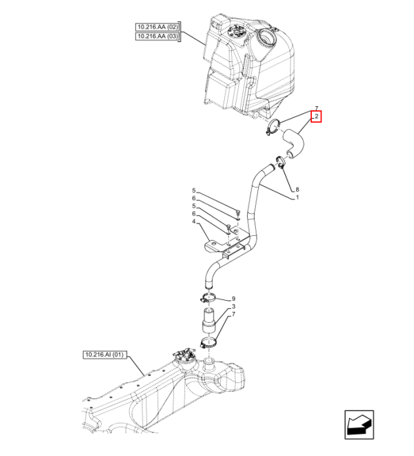 ZGORNJA CEV REZERVARJA GORIVA NEW HOLLAND T3.75F - Image 2