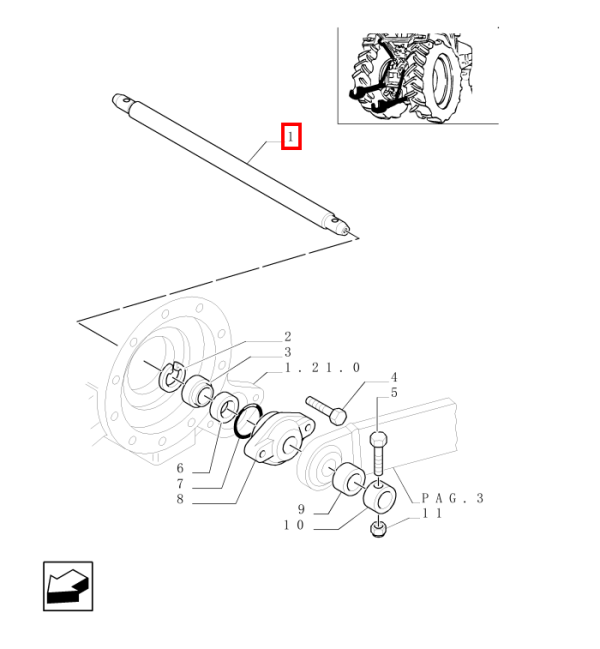 OSOVINA SPODNJIH ROK ZA TRAKTOR NEW HOLLAND TN95A, TN75A, TN85A, TN70A, TN55D, TN65D, TN70D, TN70F, TN75F, TN90F, T4040, T4020, T4030, T4040,T4050, T4060 - Image 2