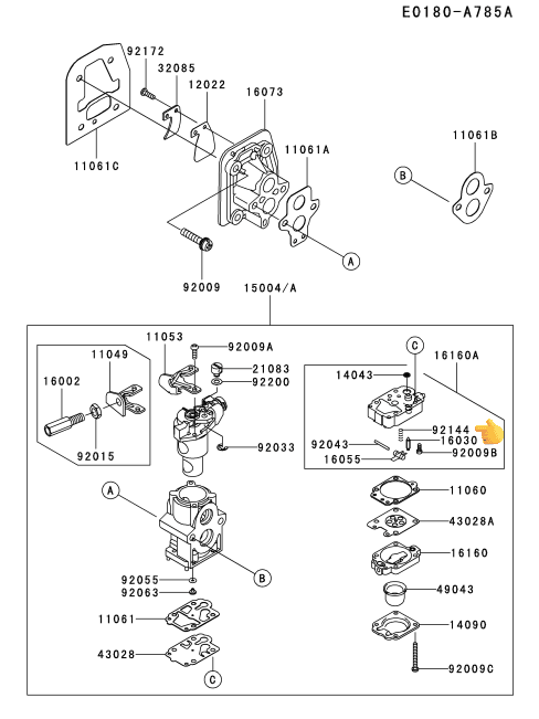 92144-2308 TJ45 kawasaki motorna kosa kosovnica vplinjac VZMET VPLINJAČA KAWASAKI MOTORNA KOSA TJ35, TJ45, TJ53 - Image 1